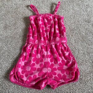 Pink Floral Terry Cloth Romper Towel Material Size 5T George Swimsuit Cover